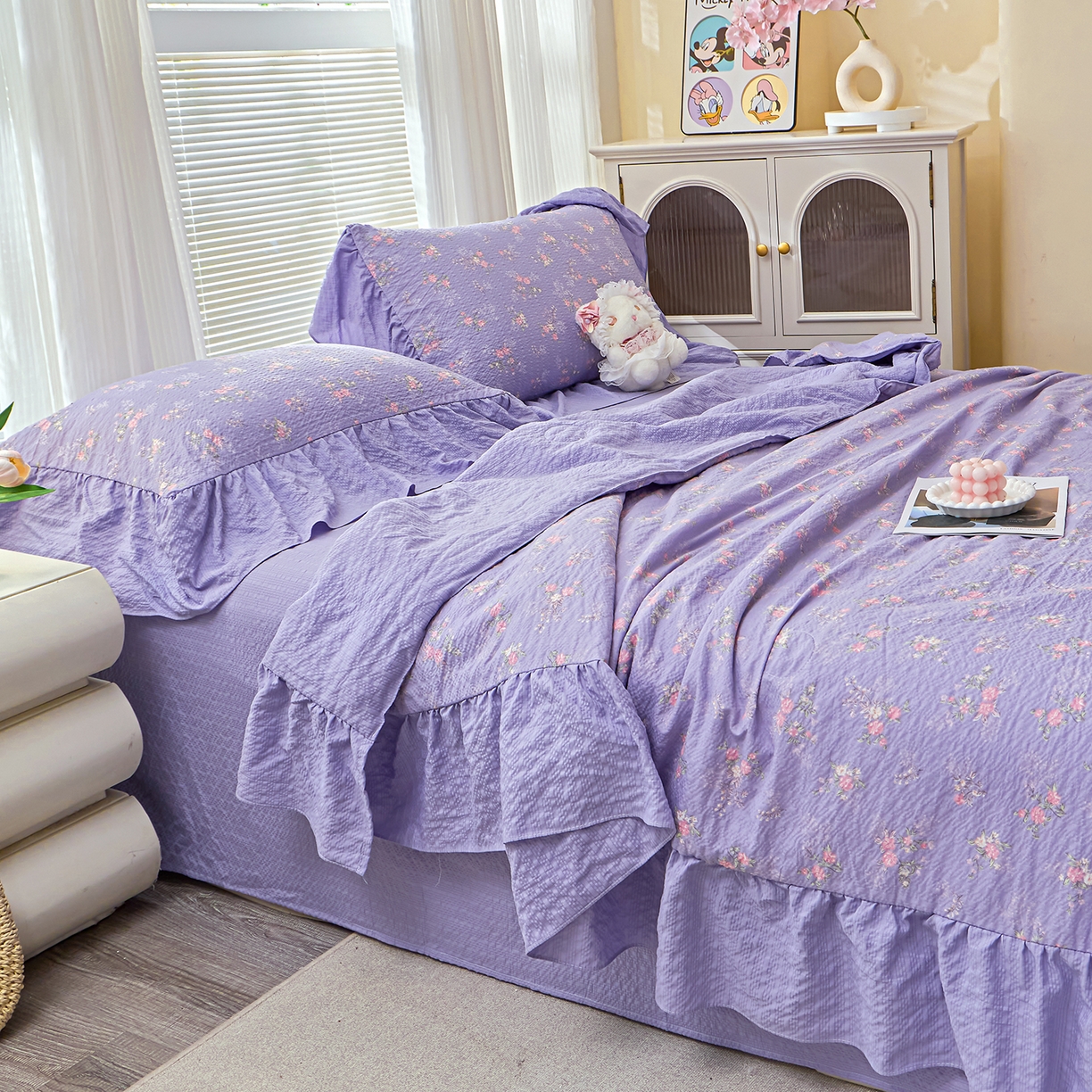 91家纺网 家纺一手货源 找家纺 人人爱家纺 2026新款泡芙纱欧式夏被夏凉被空调被四件套 水云间