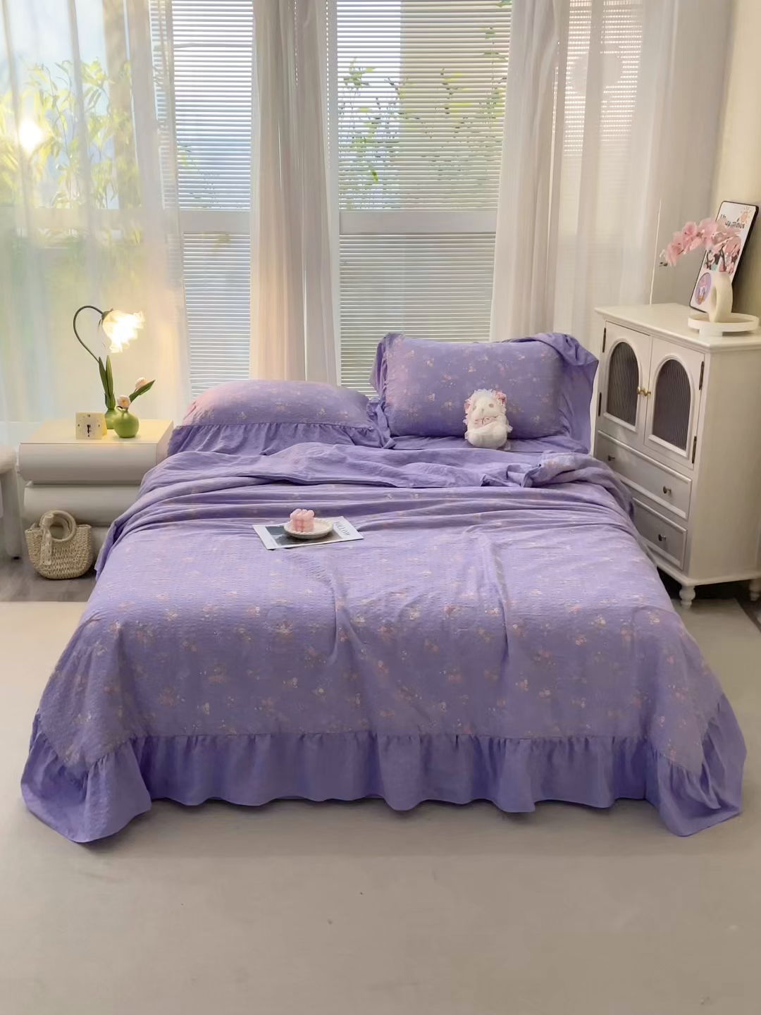 91家纺网 家纺一手货源 找家纺 人人爱家纺 2026新款泡芙纱欧式夏被夏凉被空调被四件套 水云间