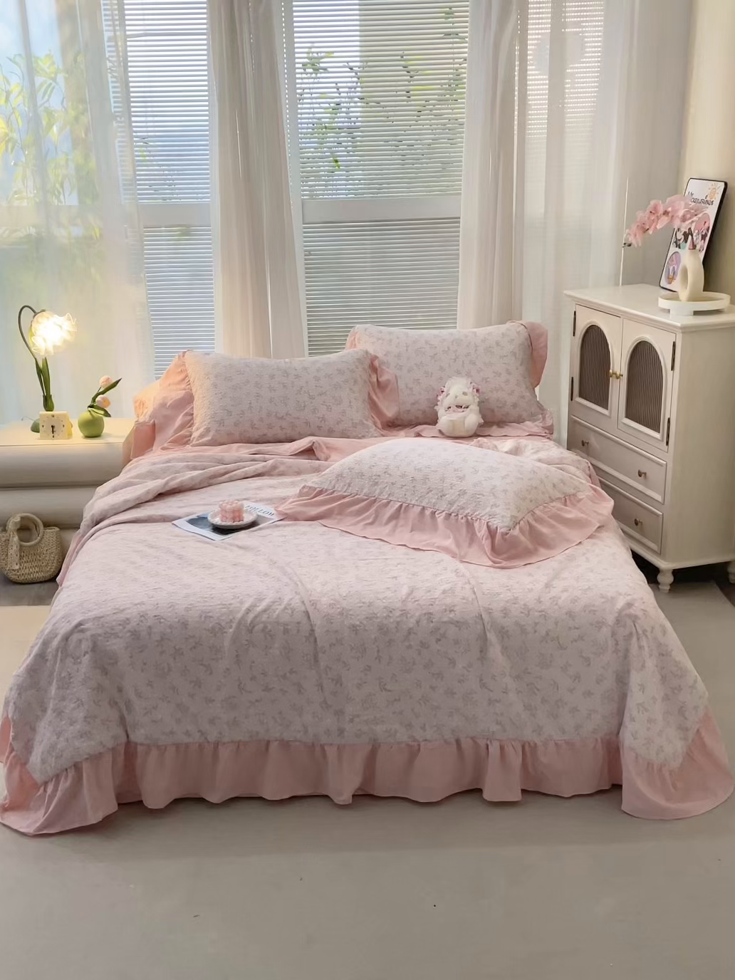 91家纺网 家纺一手货源 找家纺 人人爱家纺 2026新款泡芙纱欧式夏被夏凉被空调被四件套 杉条叶