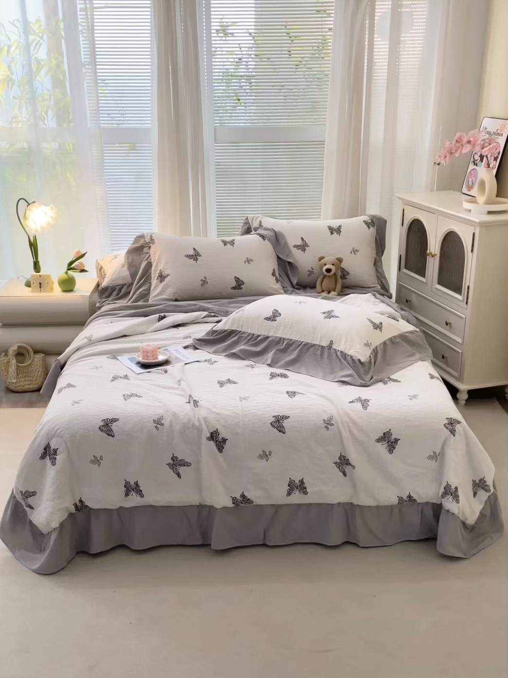 91家纺网 家纺一手货源 找家纺 人人爱家纺 2026新款泡芙纱欧式夏被夏凉被空调被四件套 蝴蝶梦