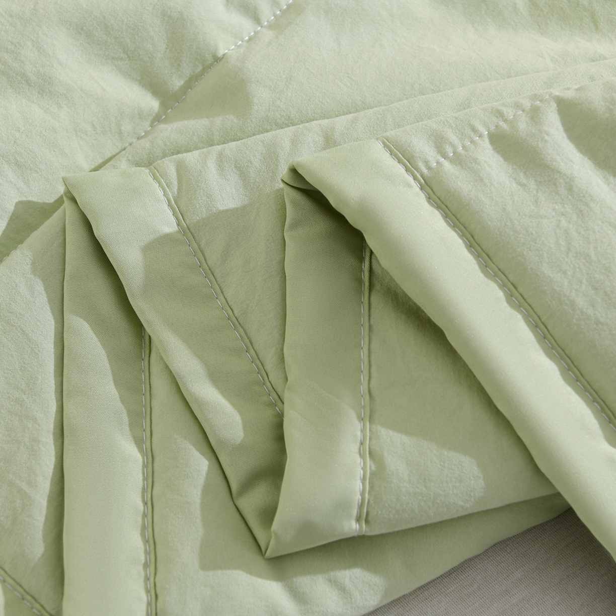 91家纺网 家纺一手货源 找家纺 羽涵家纺 2026新款磨毛水洗棉夏被夏凉被空调被 抹茶绿