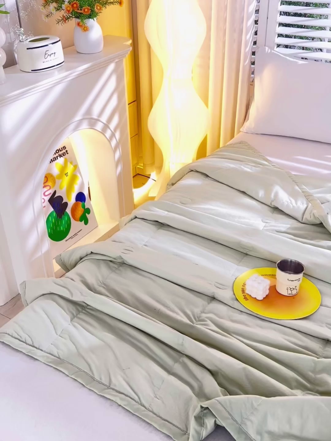 91家纺网 家纺一手货源 找家纺 羽涵家纺 2026新款磨毛水洗棉夏被夏凉被空调被 抹茶绿