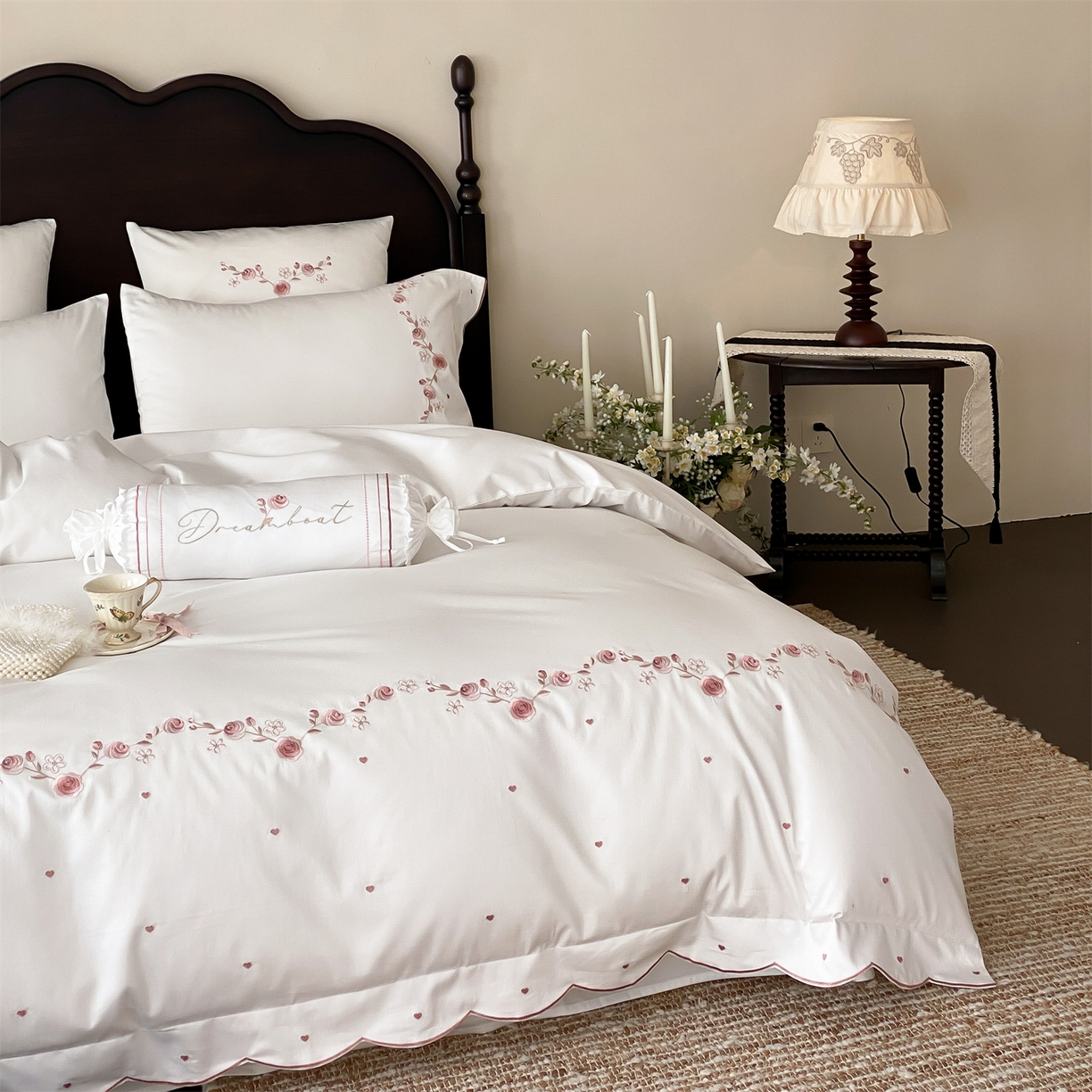 91家纺网 家纺一手货源 找家纺 （总）树下 2026新款a类100支50s双股刺绣高支高密贡缎长绒棉四件套全棉四件套-丹莓