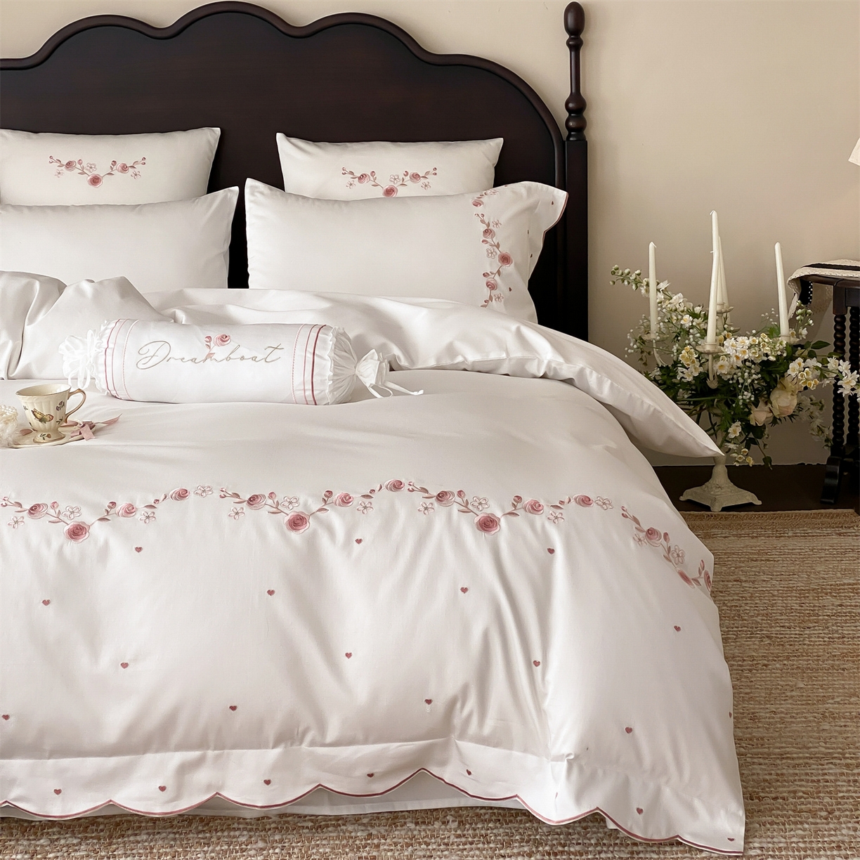 91家纺网 家纺一手货源 找家纺 （总）树下 2026新款a类100支50s双股刺绣高支高密贡缎长绒棉四件套全棉四件套-丹莓