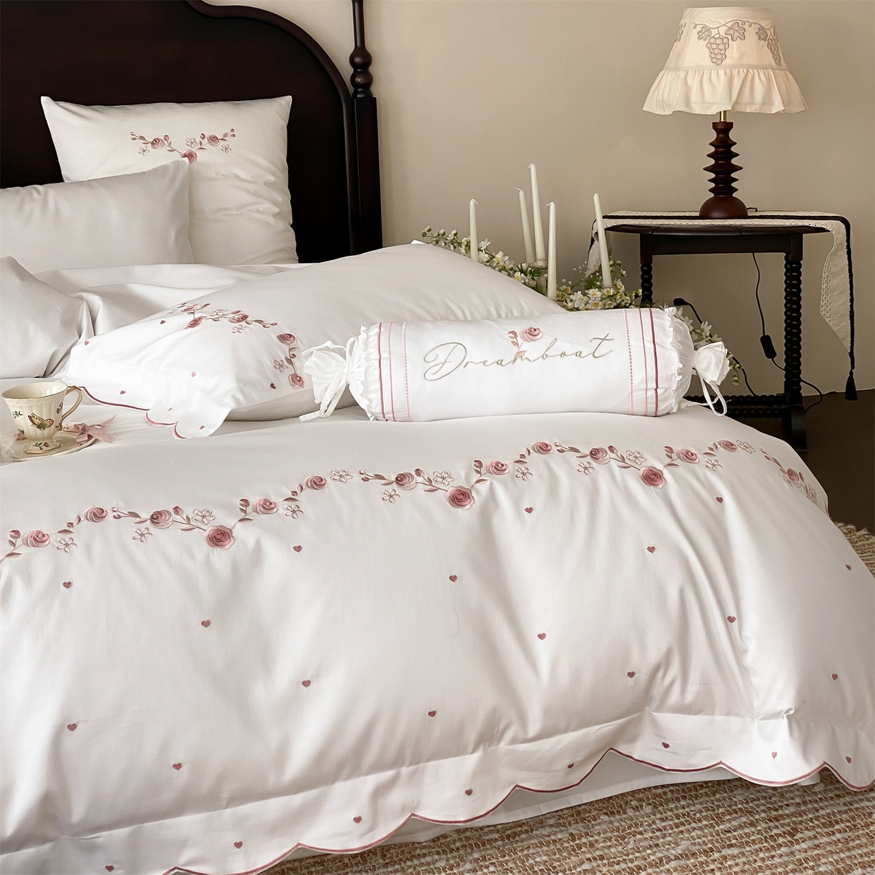 91家纺网 家纺一手货源 找家纺 （总）树下 2026新款a类100支50s双股刺绣高支高密贡缎长绒棉四件套全棉四件套-丹莓