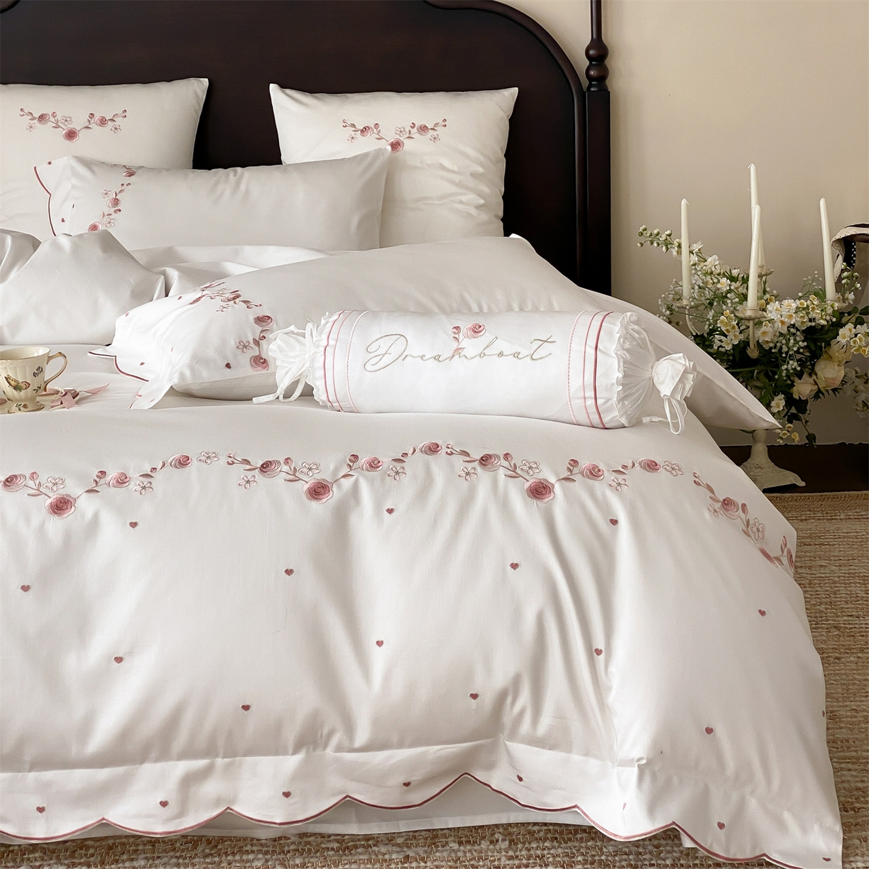 91家纺网 家纺一手货源 找家纺 （总）树下 2026新款a类100支50s双股刺绣高支高密贡缎长绒棉四件套全棉四件套-丹莓