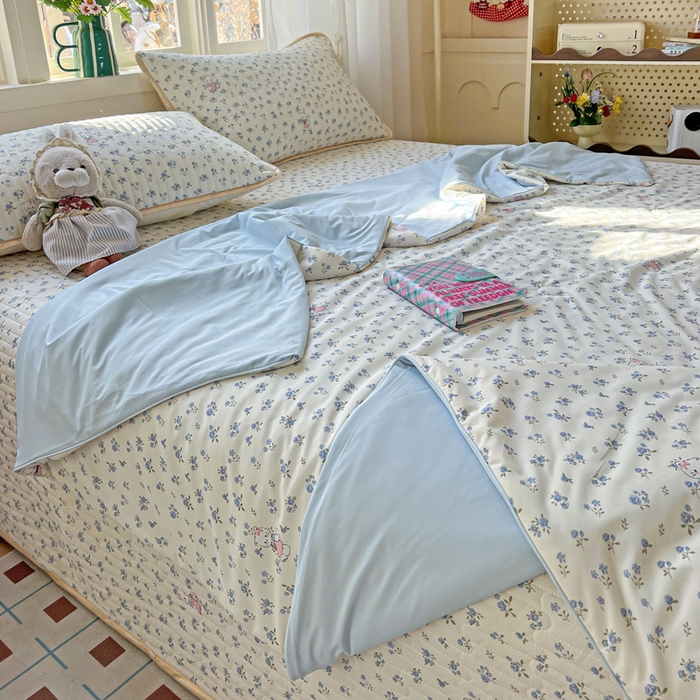 91家纺网 家纺一手货源 找家纺 卡普二店 2026新款A类锦氨凉感印花夏被四件套床盖凉席款--凉席床盖 奶油兰花束