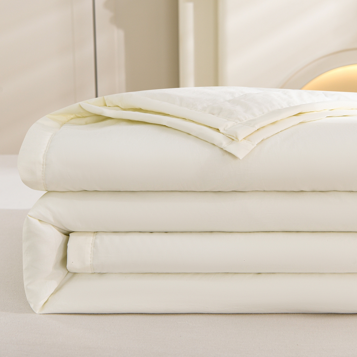 91家纺网 家纺一手货源 找家纺 羽涵家纺 2026新款磨毛水洗棉夏被夏凉被空调被 奶芙白