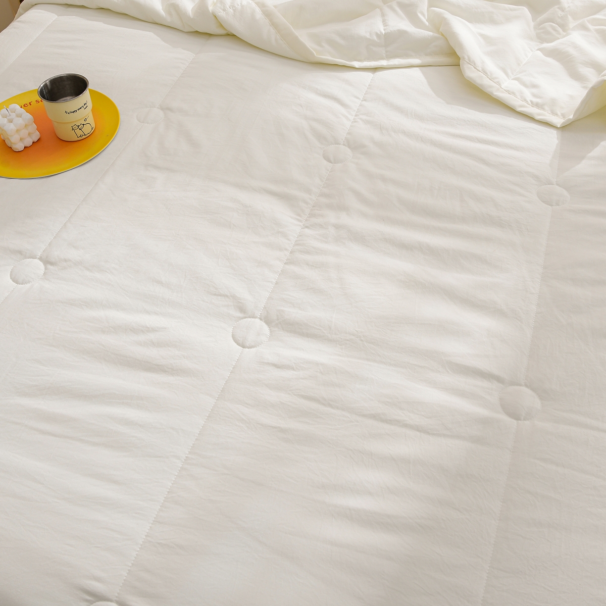 91家纺网 家纺一手货源 找家纺 羽涵家纺 2026新款磨毛水洗棉夏被夏凉被空调被 奶芙白