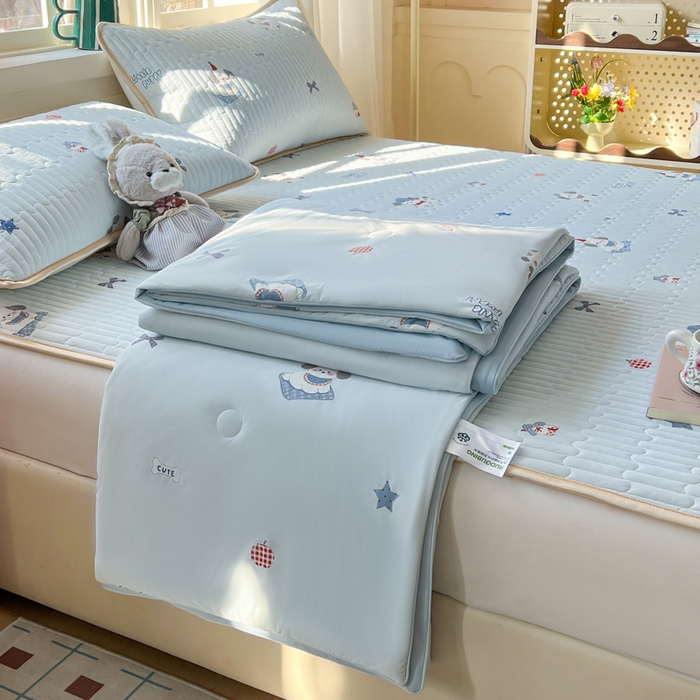 91家纺网 家纺一手货源 找家纺 卡普二店 2026新款A类锦氨凉感印花夏被四件套床盖凉席款--凉席床盖 帕恰狗