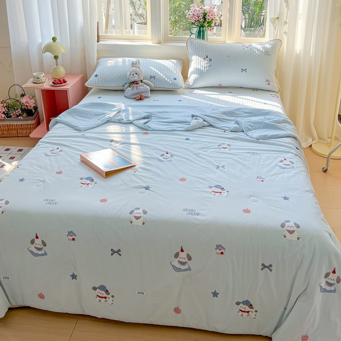 91家纺网 家纺一手货源 找家纺 卡普二店 2026新款A类锦氨凉感印花夏被四件套床盖凉席款--凉席床盖 帕恰狗