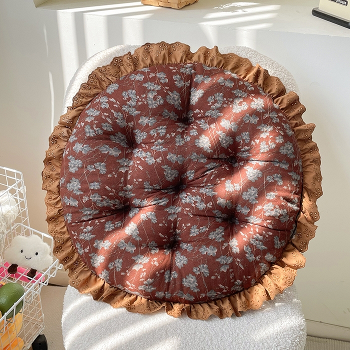 91家纺网 家纺一手货源 找家纺 （总）座享家 2026新款拼色仿棉麻花边团蒲坐垫