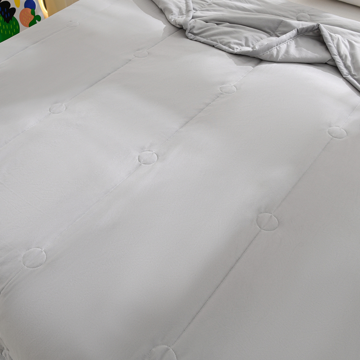 91家纺网 家纺一手货源 找家纺 羽涵家纺 2026新款磨毛水洗棉夏被夏凉被空调被 浅云灰