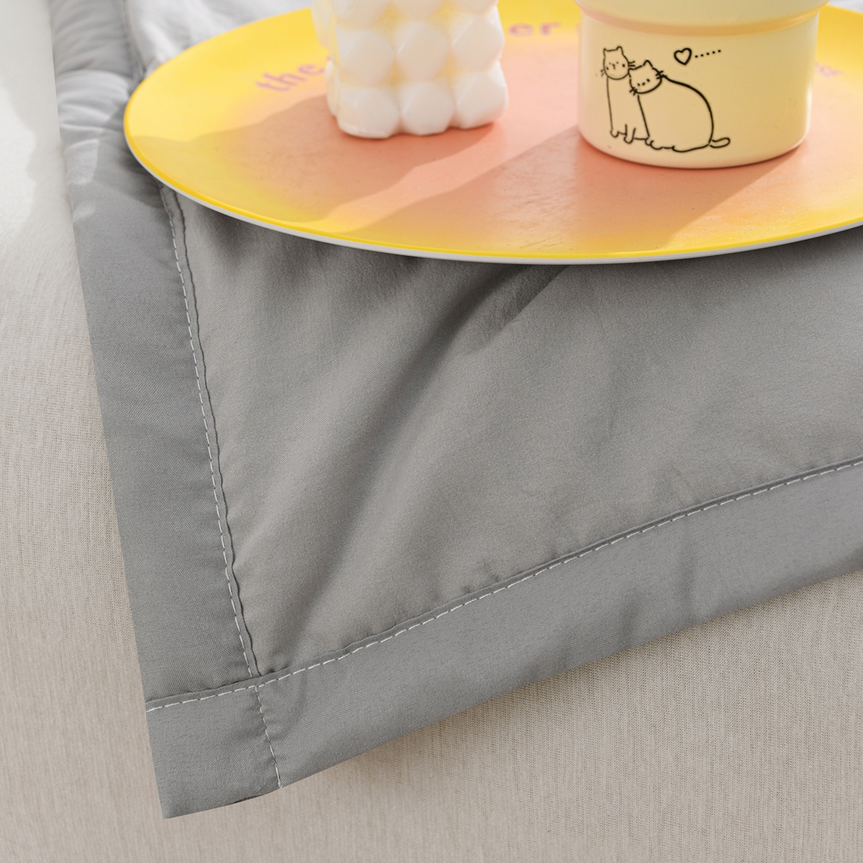 91家纺网 家纺一手货源 找家纺 羽涵家纺 2026新款磨毛水洗棉夏被夏凉被空调被 浅云灰