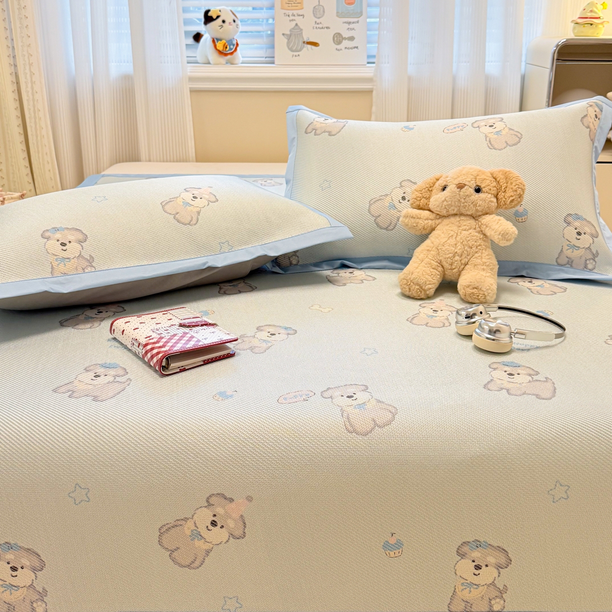 91家纺网 家纺一手货源 找家纺 慕尚家纺 2026新款清新凉感冰藤席平铺款 开心约克