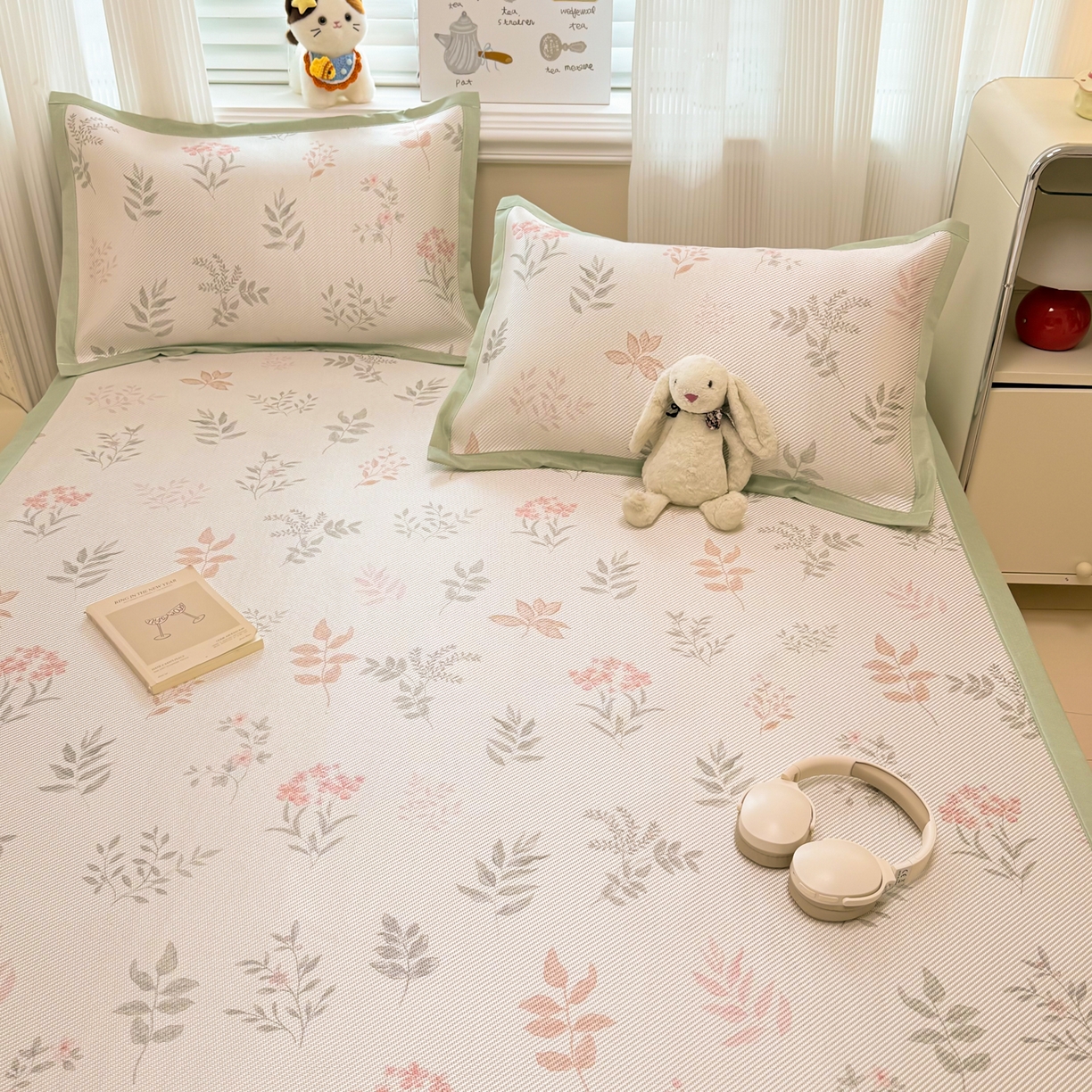 91家纺网 家纺一手货源 找家纺 慕尚家纺 2026新款清新凉感冰藤席平铺款 情人草