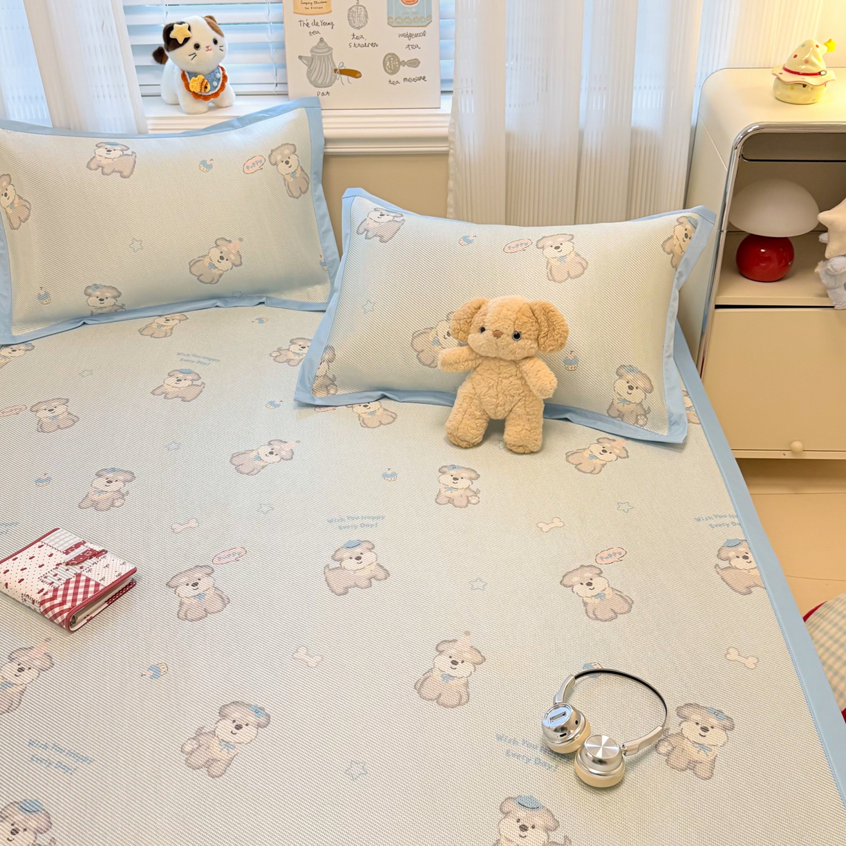 91家纺网 家纺一手货源 找家纺 慕尚家纺 2026新款清新凉感冰藤席平铺款 开心约克