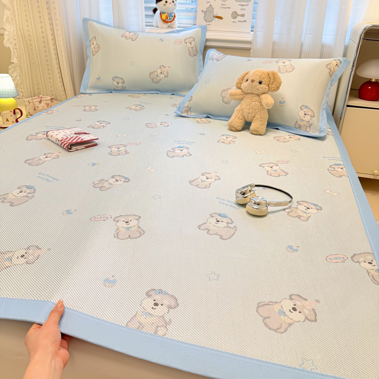 91家纺网 家纺一手货源 找家纺 慕尚家纺 2026新款清新凉感冰藤席平铺款 开心约克