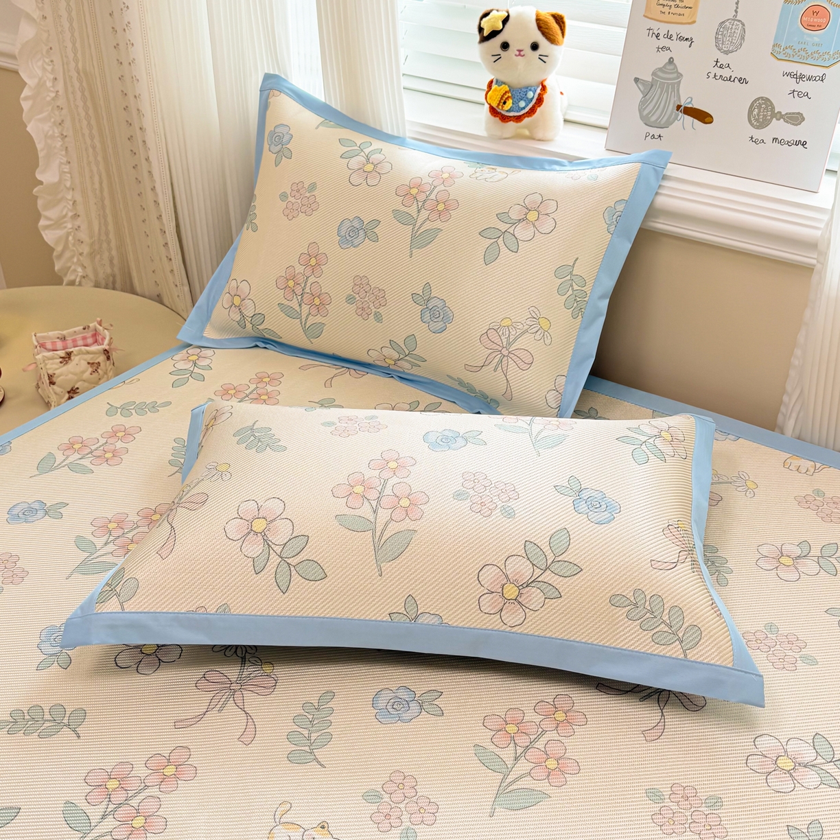 91家纺网 家纺一手货源 找家纺 慕尚家纺 2026新款清新凉感冰藤席平铺款 活力小猫