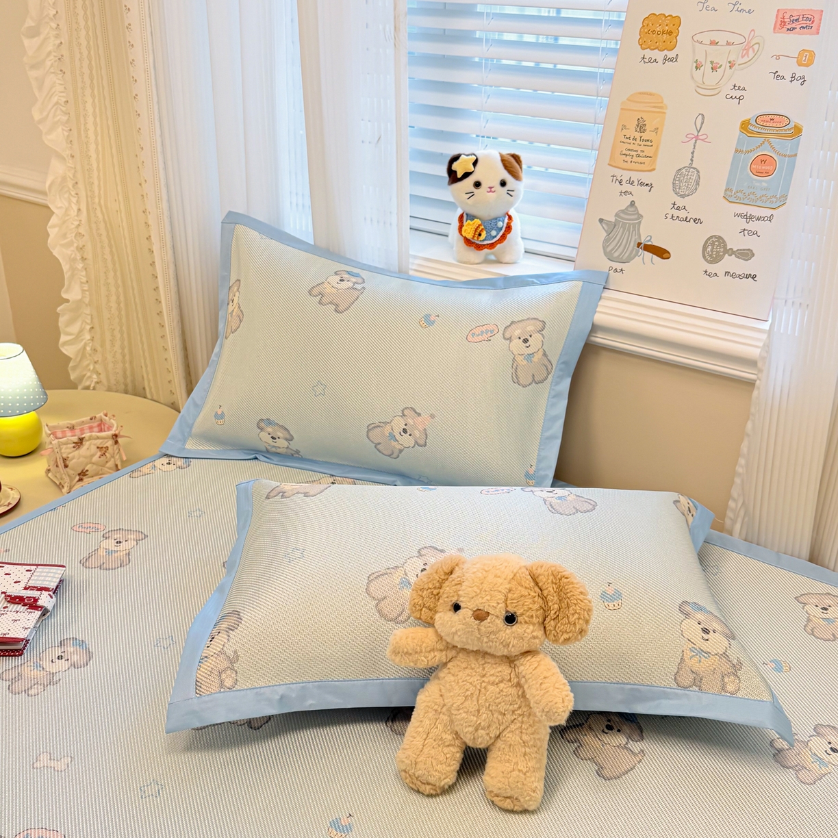 91家纺网 家纺一手货源 找家纺 慕尚家纺 2026新款清新凉感冰藤席平铺款 开心约克