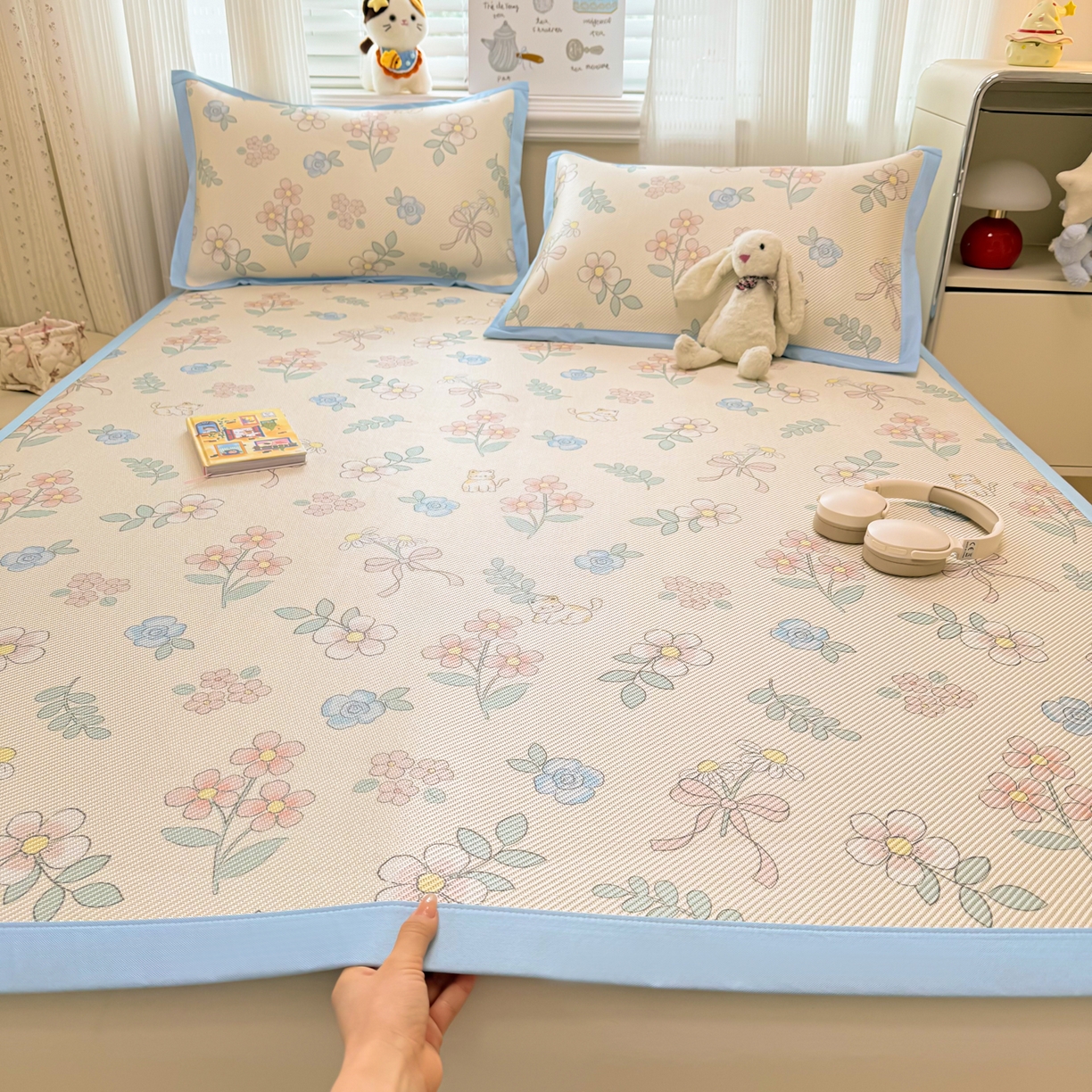 慕尚家纺 2026新款清新凉感冰藤席平铺款 活力小猫