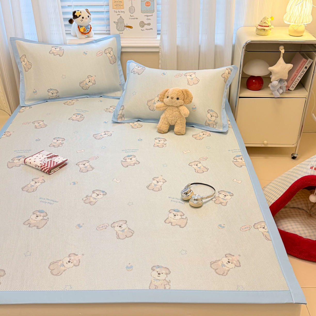 91家纺网 家纺一手货源 找家纺 慕尚家纺 2026新款清新凉感冰藤席平铺款 开心约克