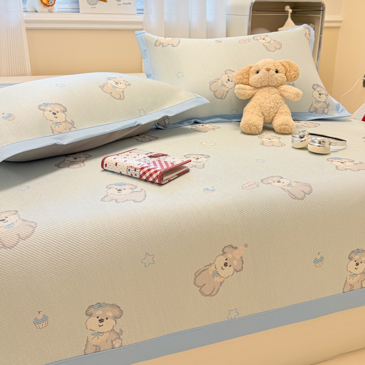 91家纺网 家纺一手货源 找家纺 慕尚家纺 2026新款清新凉感冰藤席平铺款 开心约克