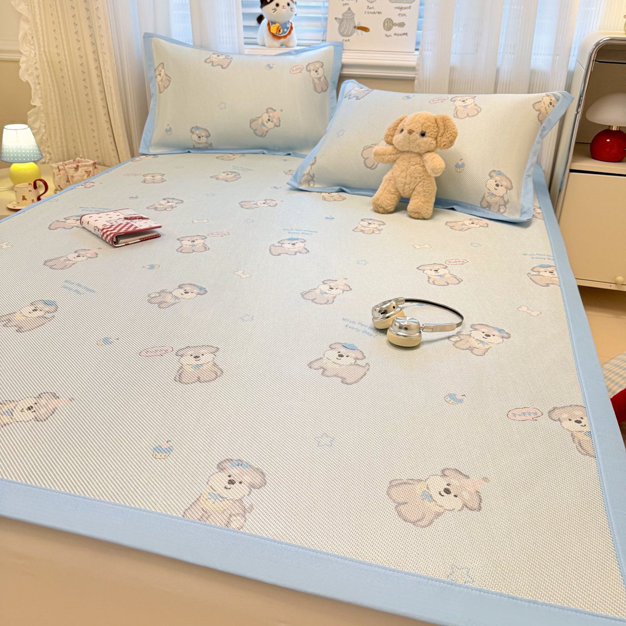 91家纺网 家纺一手货源 找家纺 慕尚家纺 2026新款清新凉感冰藤席平铺款 开心约克