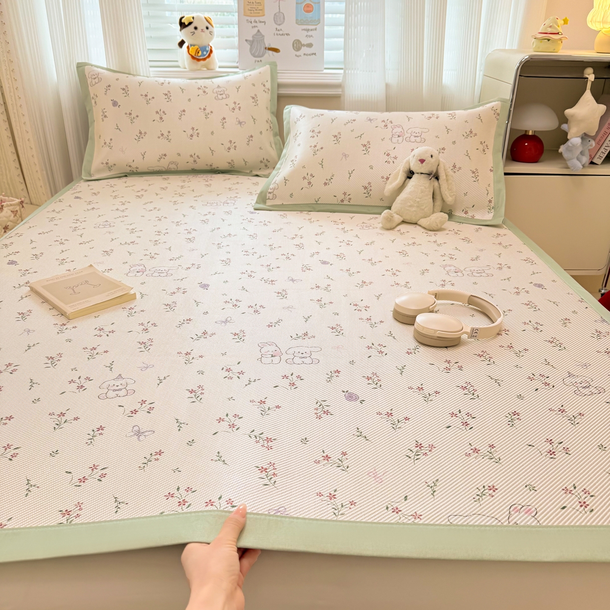 慕尚家纺 2026新款清新凉感冰藤席平铺款 顽皮兔