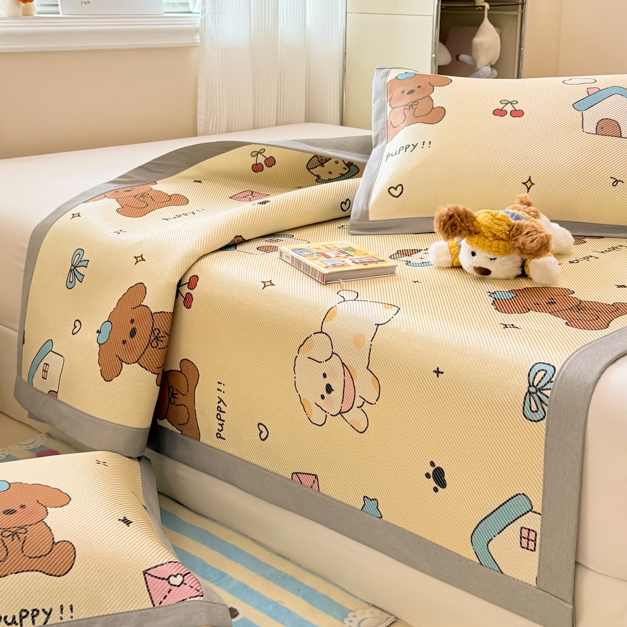 91家纺网 家纺一手货源 找家纺 慕尚家纺 2026新款清新凉感冰藤席平铺款 小福气