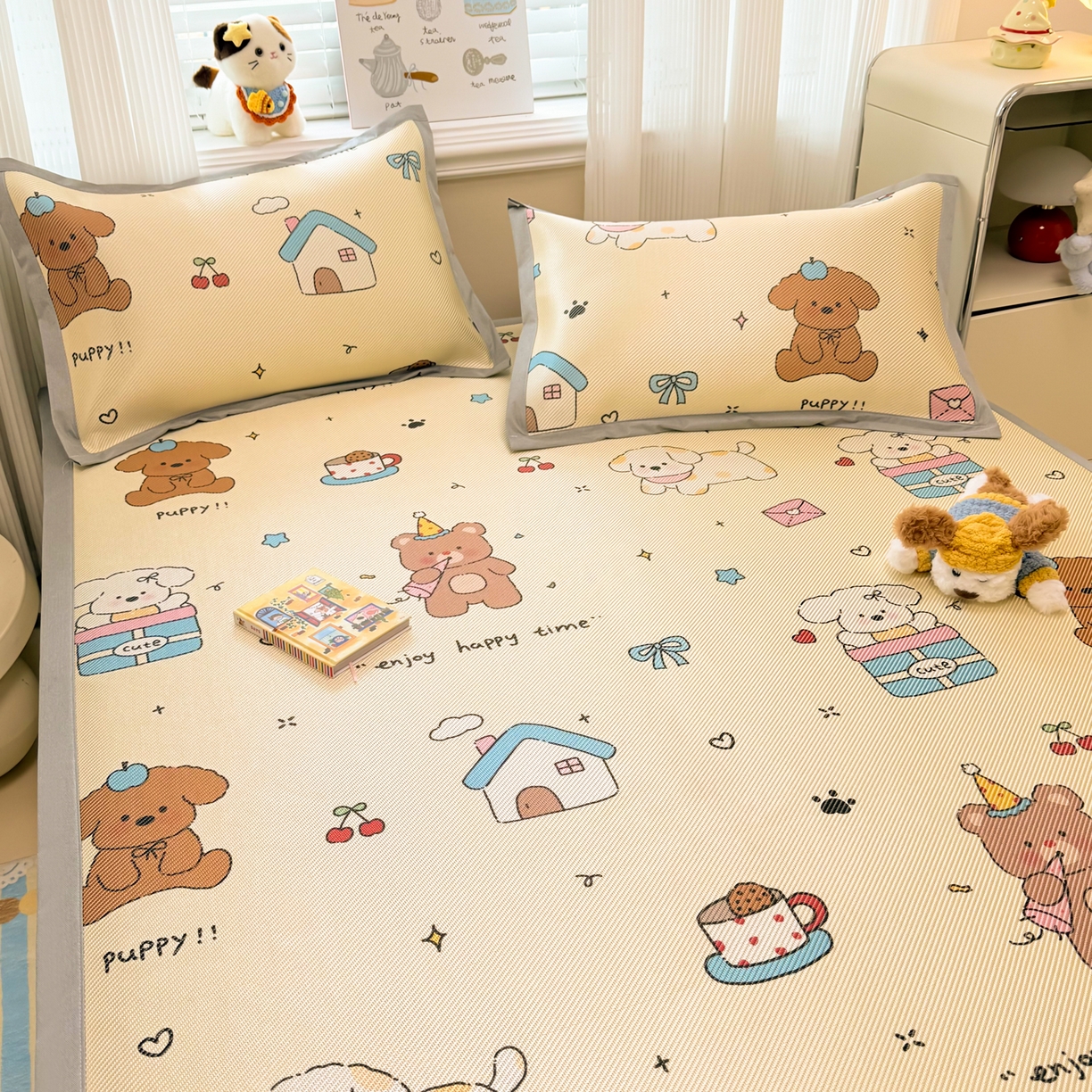 91家纺网 家纺一手货源 找家纺 慕尚家纺 2026新款清新凉感冰藤席平铺款 小福气