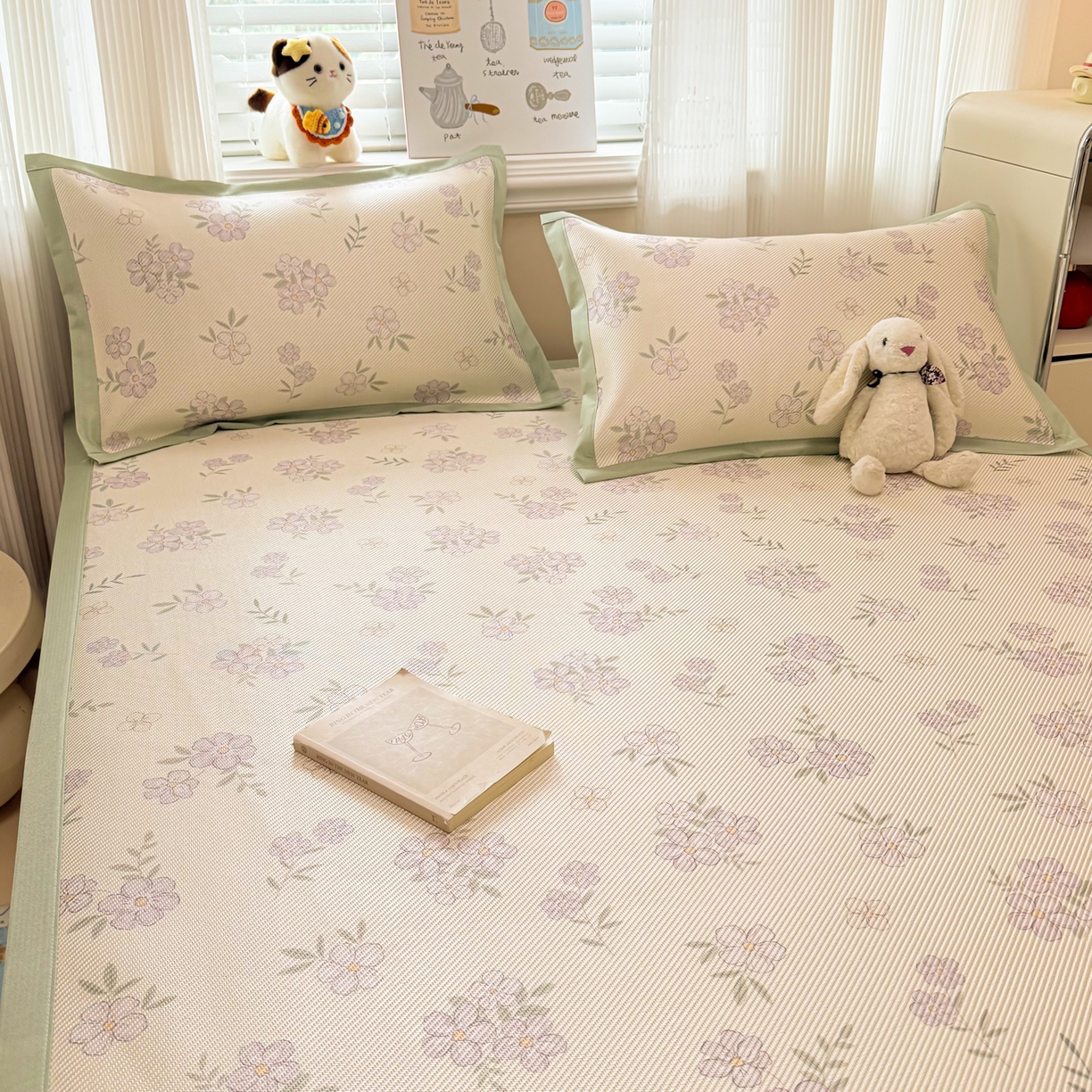 91家纺网 家纺一手货源 找家纺 慕尚家纺 2026新款清新凉感冰藤席平铺款 紫气东来