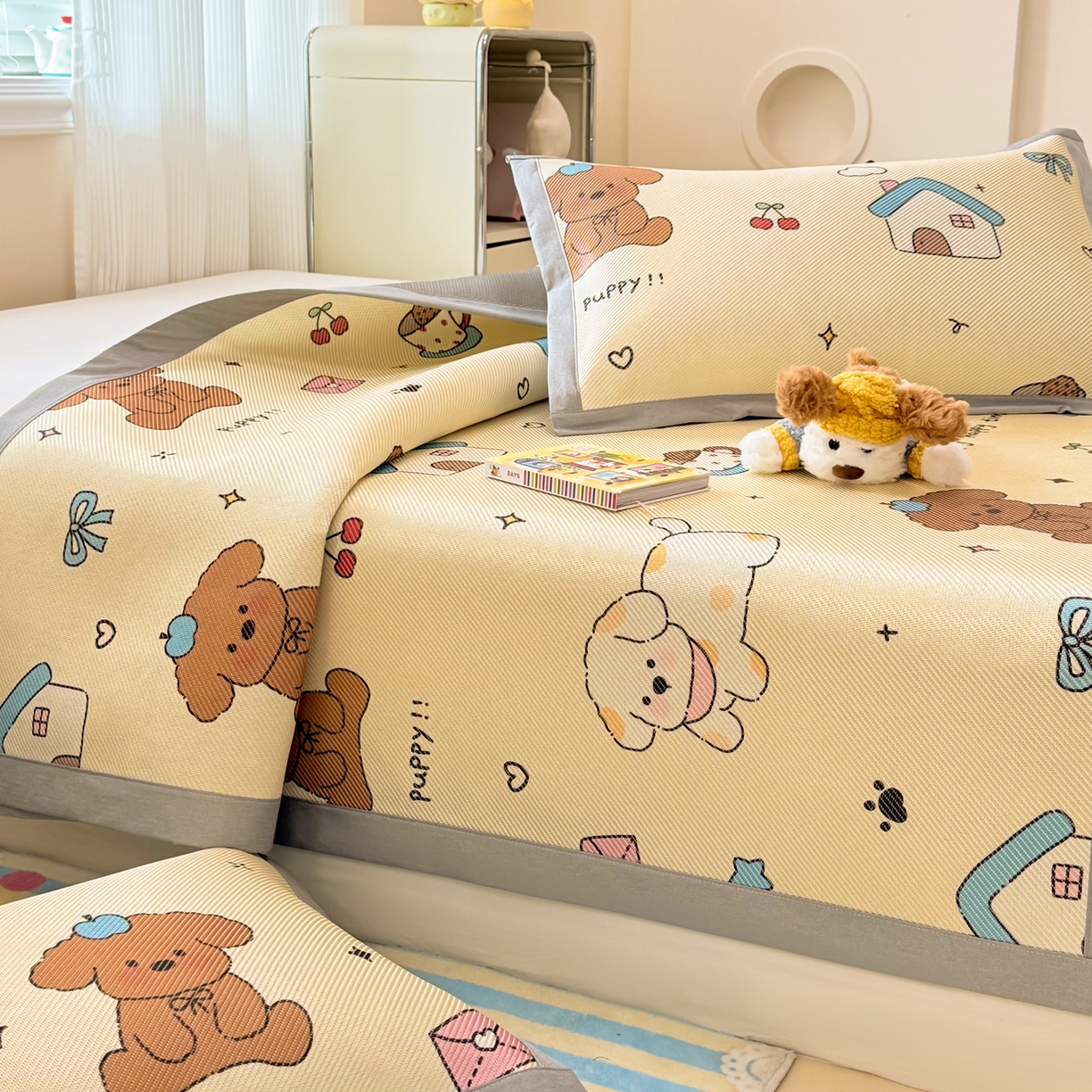 91家纺网 家纺一手货源 找家纺 慕尚家纺 2026新款清新凉感冰藤席平铺款 小福气