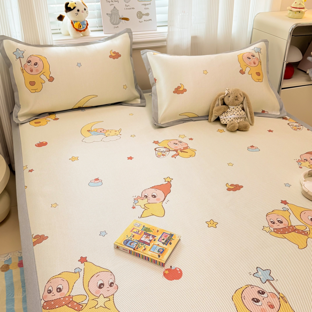 91家纺网 家纺一手货源 找家纺 慕尚家纺 2026新款清新凉感冰藤席平铺款 天使星仔