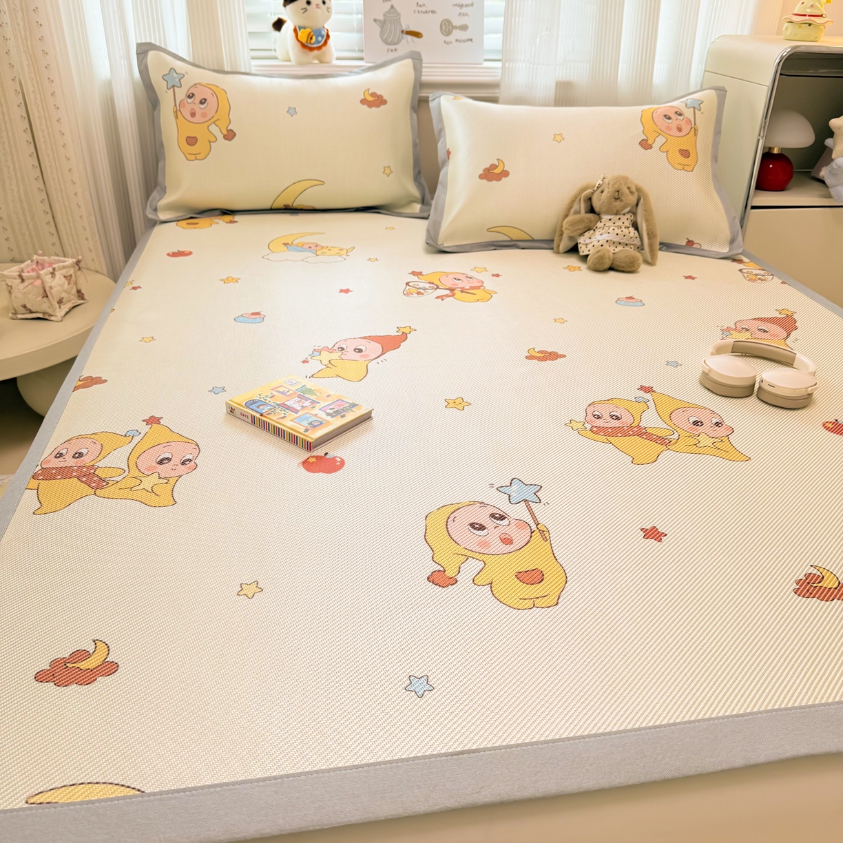 91家纺网 家纺一手货源 找家纺 慕尚家纺 2026新款清新凉感冰藤席平铺款 天使星仔