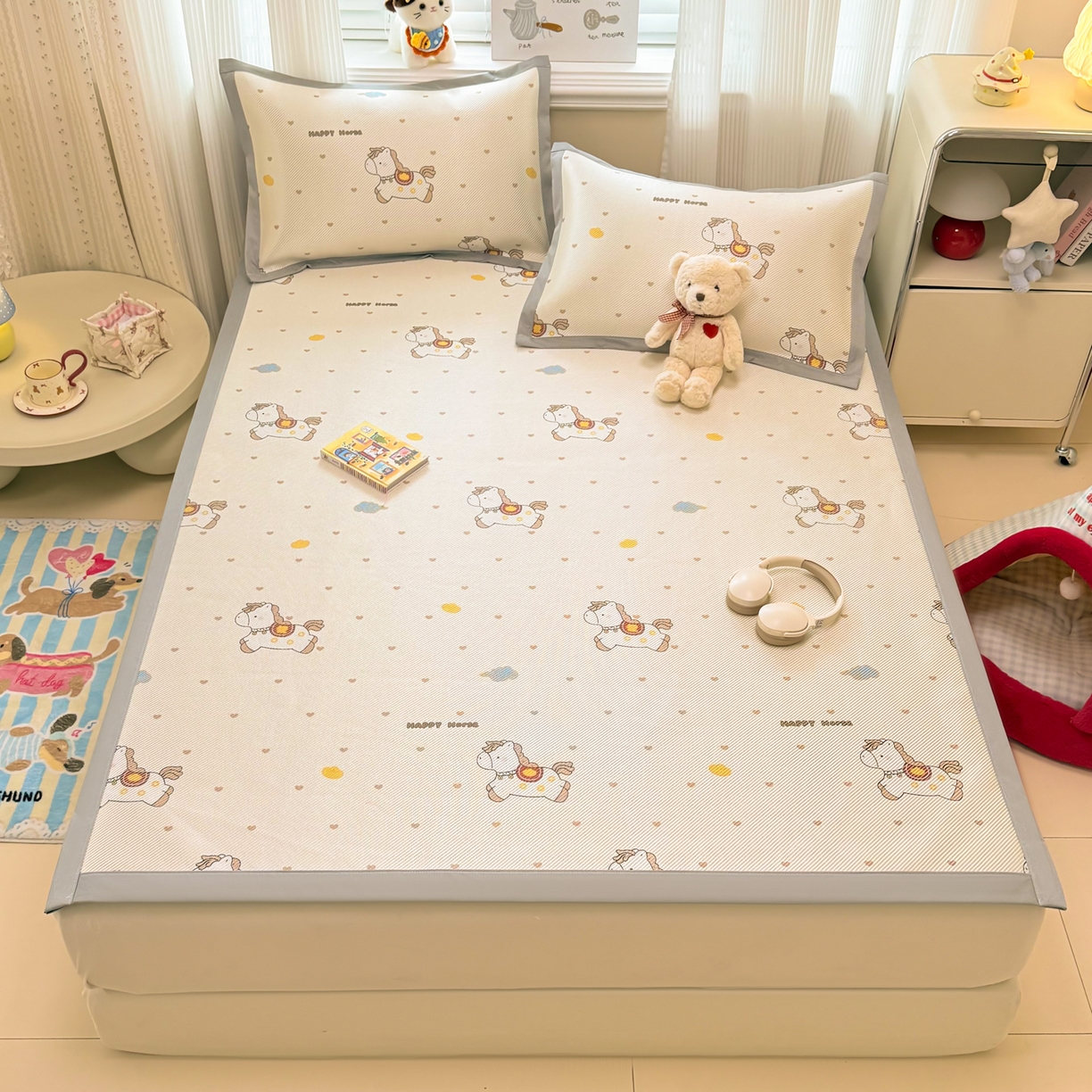 91家纺网 家纺一手货源 找家纺 慕尚家纺 2026新款清新凉感冰藤席平铺款 马踏祥光