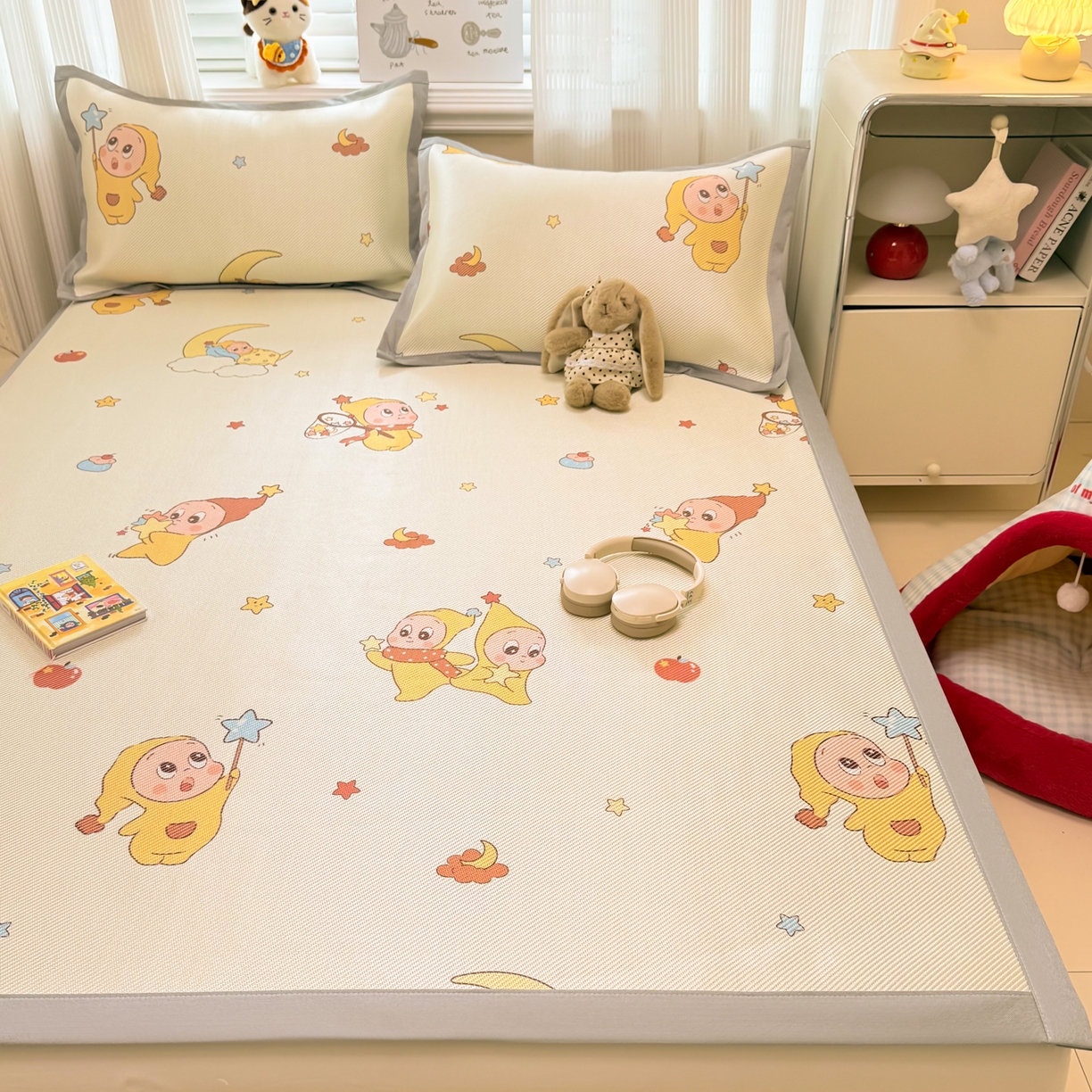 91家纺网 家纺一手货源 找家纺 慕尚家纺 2026新款清新凉感冰藤席平铺款 天使星仔