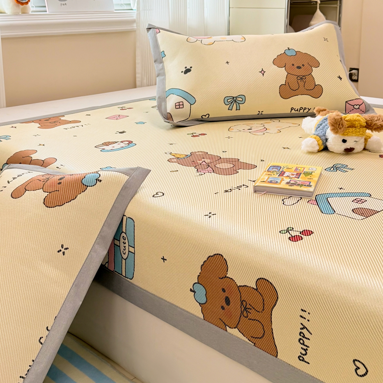 91家纺网 家纺一手货源 找家纺 慕尚家纺 2026新款清新凉感冰藤席平铺款 小福气