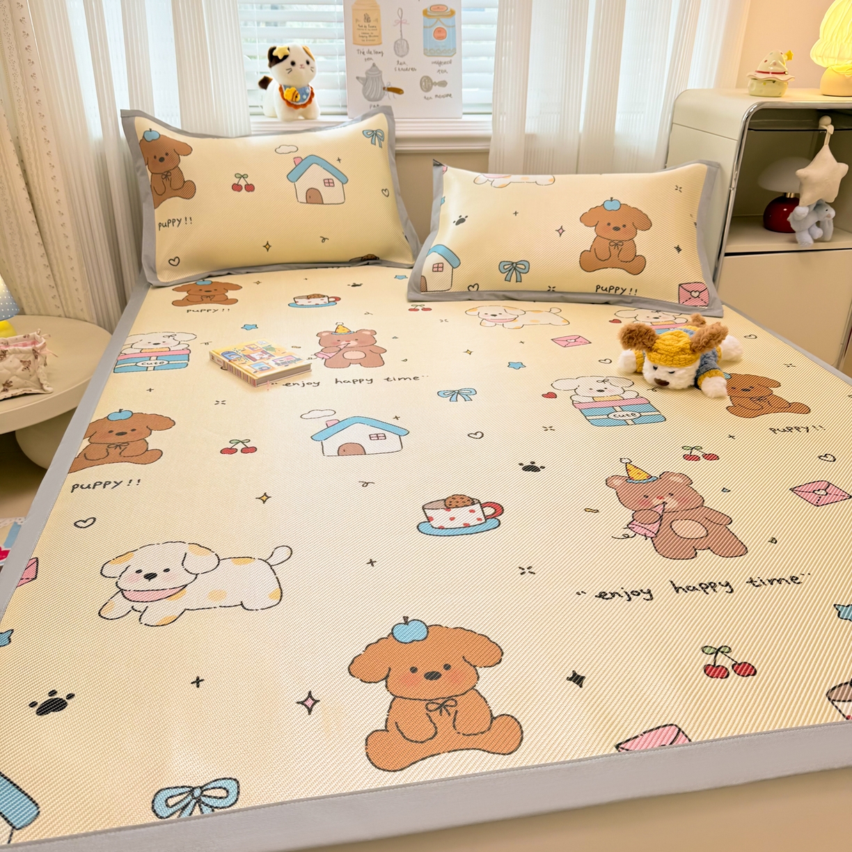 91家纺网 家纺一手货源 找家纺 慕尚家纺 2026新款清新凉感冰藤席平铺款 小福气