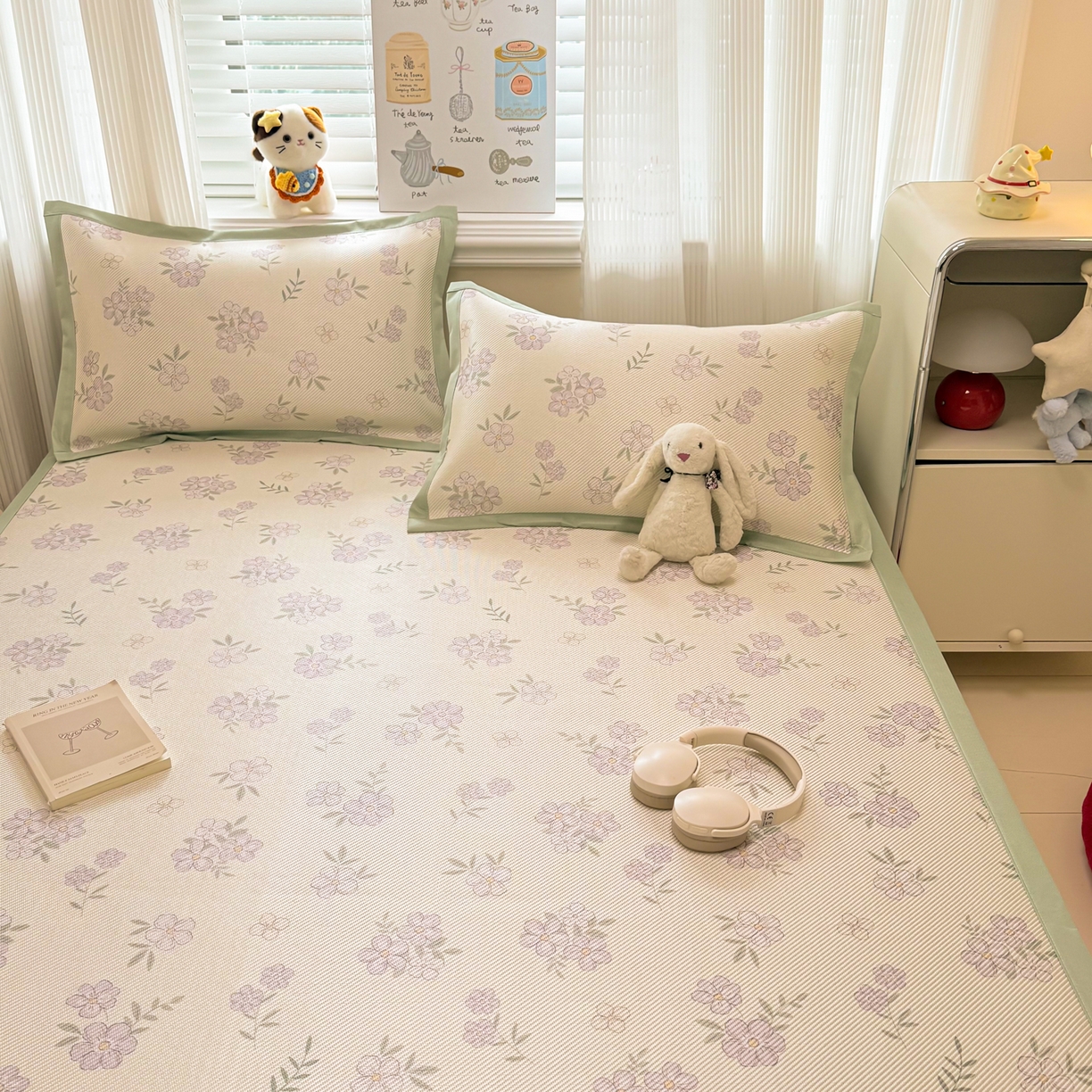 91家纺网 家纺一手货源 找家纺 慕尚家纺 2026新款清新凉感冰藤席平铺款 紫气东来