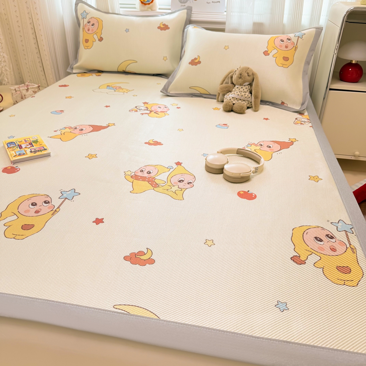 91家纺网 家纺一手货源 找家纺 慕尚家纺 2026新款清新凉感冰藤席平铺款 天使星仔