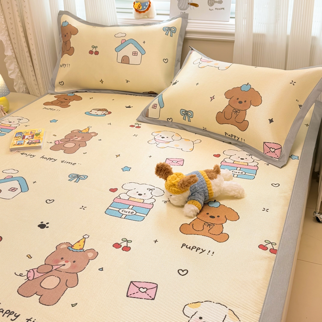 91家纺网 家纺一手货源 找家纺 慕尚家纺 2026新款清新凉感冰藤席平铺款 小福气