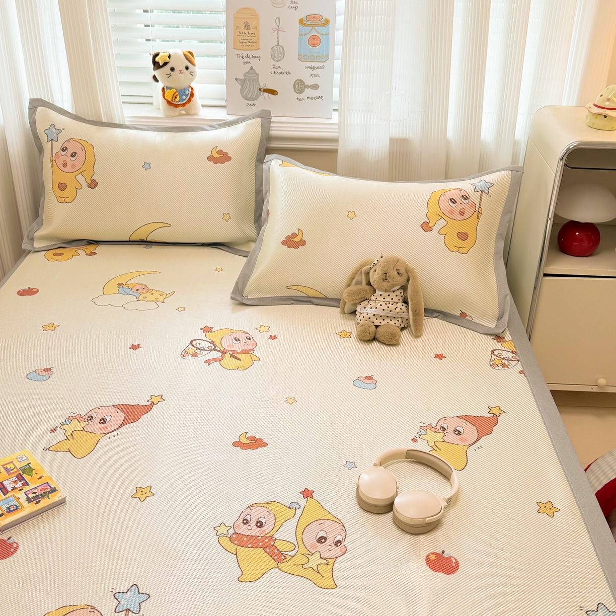 91家纺网 家纺一手货源 找家纺 慕尚家纺 2026新款清新凉感冰藤席平铺款 天使星仔