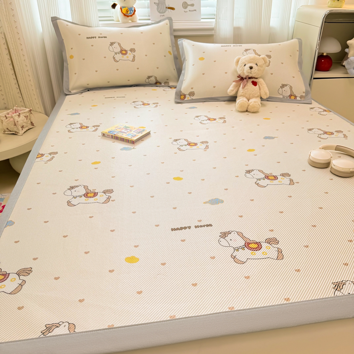 91家纺网 家纺一手货源 找家纺 慕尚家纺 2026新款清新凉感冰藤席平铺款 马踏祥光