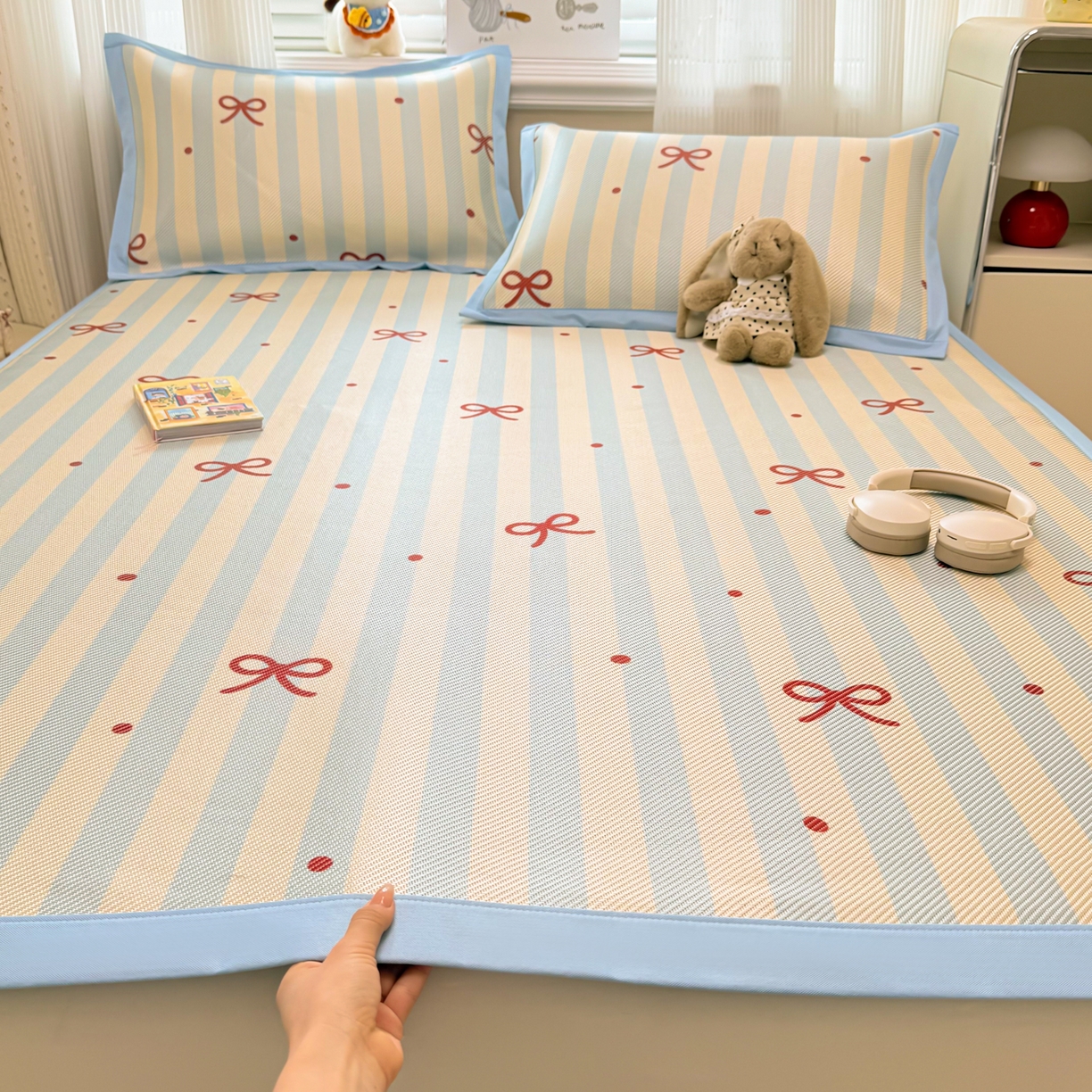 慕尚家纺 2026新款清新凉感冰藤席平铺款 蝴蝶结