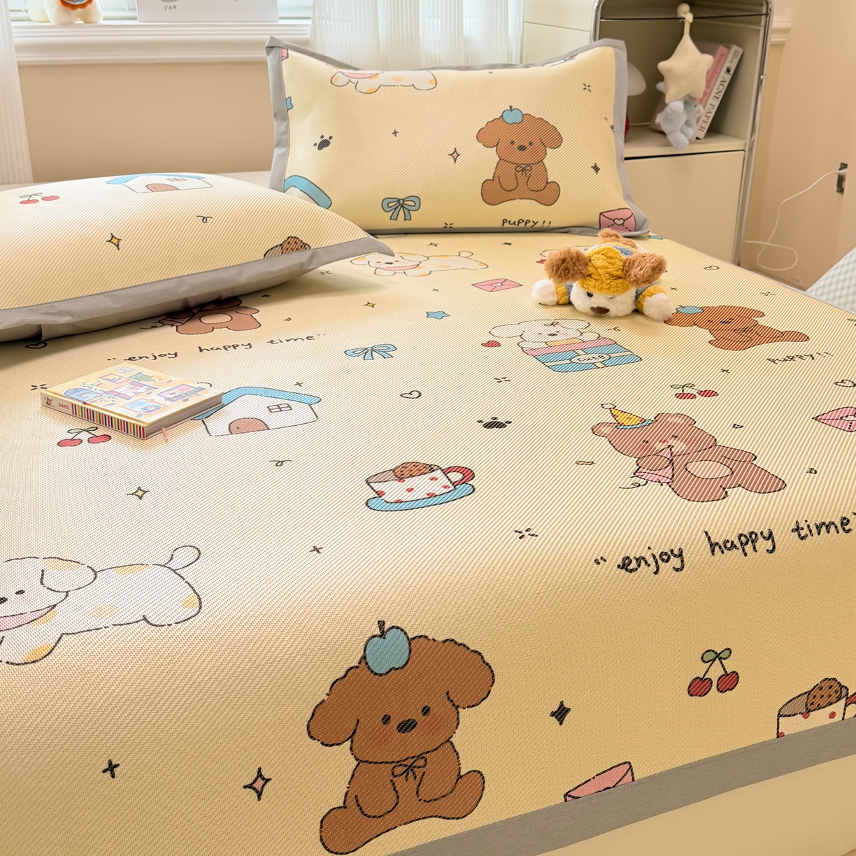 91家纺网 家纺一手货源 找家纺 慕尚家纺 2026新款清新凉感冰藤席平铺款 小福气