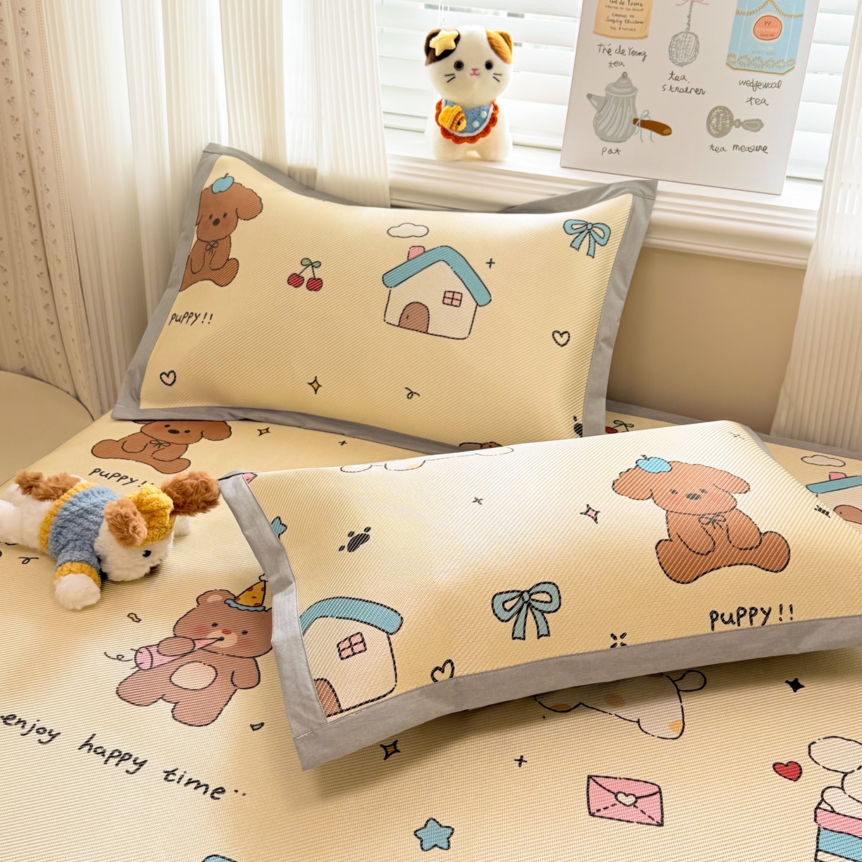 91家纺网 家纺一手货源 找家纺 慕尚家纺 2026新款清新凉感冰藤席平铺款 小福气