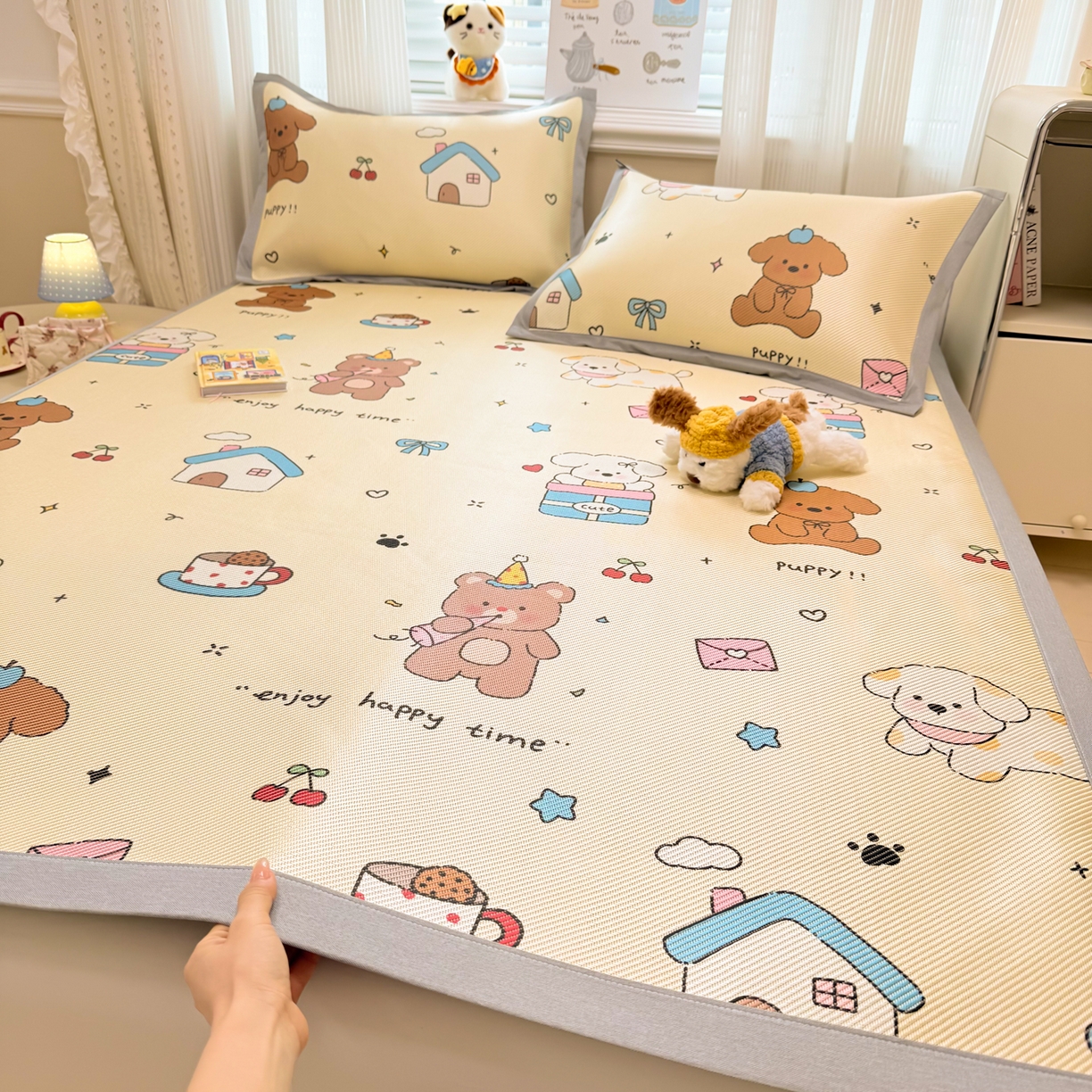 91家纺网 家纺一手货源 找家纺 慕尚家纺 2026新款清新凉感冰藤席平铺款 小福气