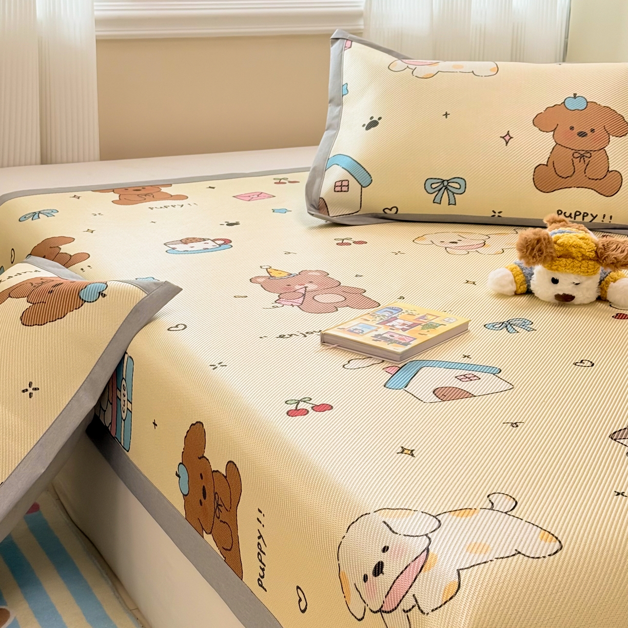 91家纺网 家纺一手货源 找家纺 慕尚家纺 2026新款清新凉感冰藤席平铺款 小福气