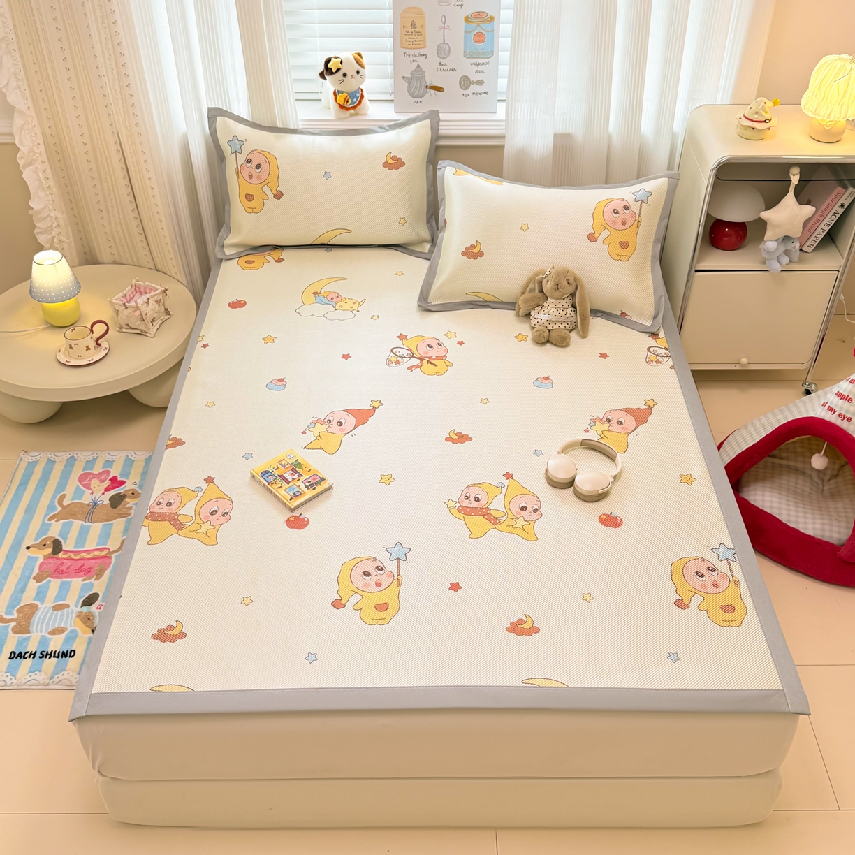 91家纺网 家纺一手货源 找家纺 慕尚家纺 2026新款清新凉感冰藤席平铺款 天使星仔